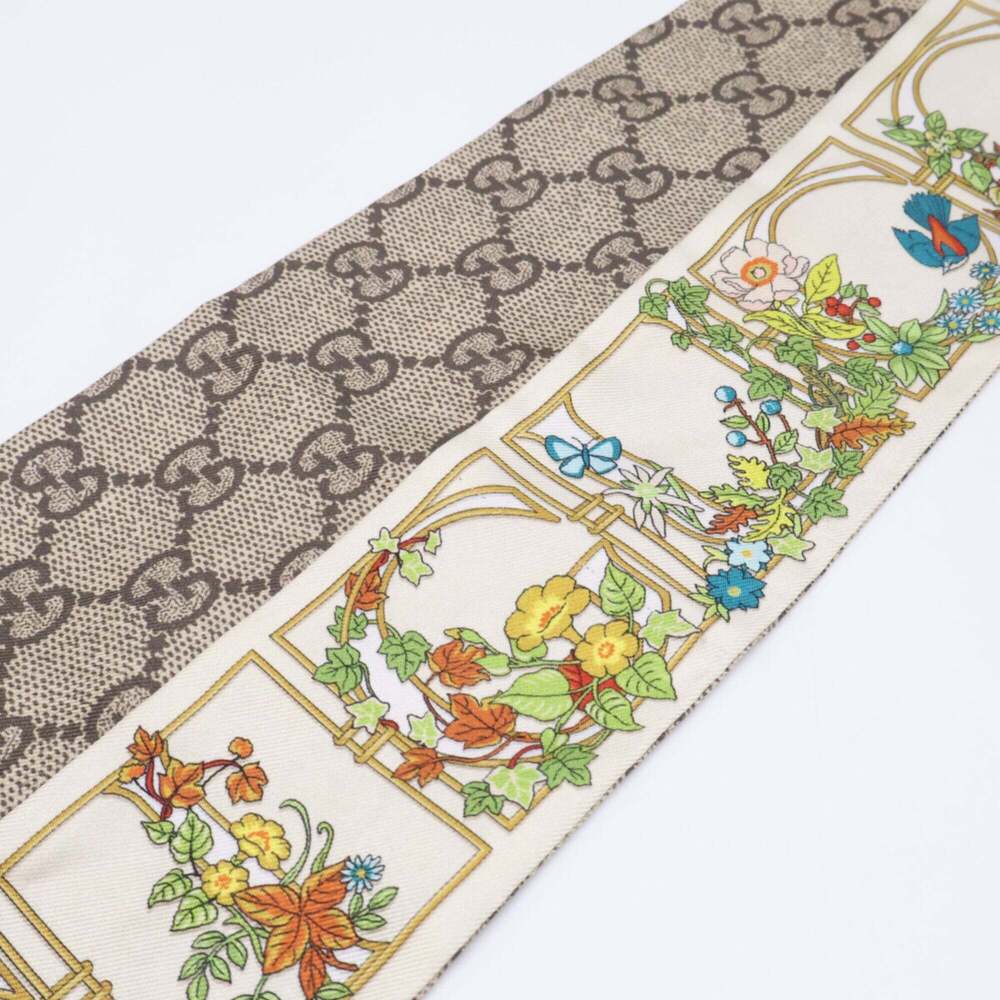 GUCCI GG Flora Silk Scarf/Muffler, Beige/Ivory, Women's - Picture 4 of 6